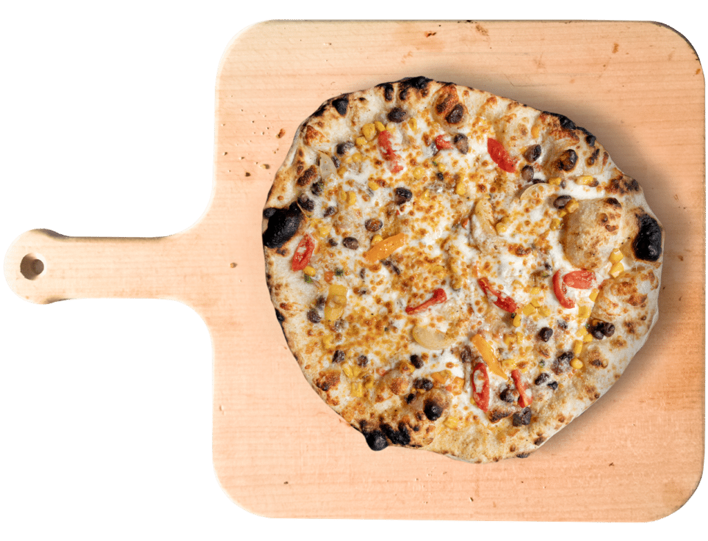 A pizza on a paddle